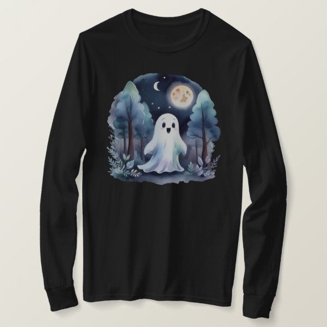 Camiseta Niedliches Gespenst Geist im Wald Longsleeve  (Anverso del diseño)