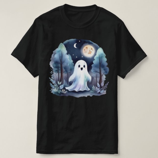 Camiseta Niedliches Gespenst Geist im Wald Longsleeve  (Diseño del anverso)