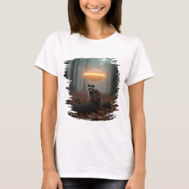 Camiseta Niedliches Waschbär-UFO-Design im Wald