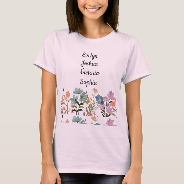 Camiseta Nietos personalizados Nombres flores silvestres (Anverso)