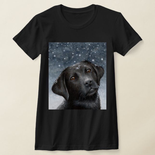 Camiseta Nieve de invierno de Black Labrador Dog 100 (Distribución)