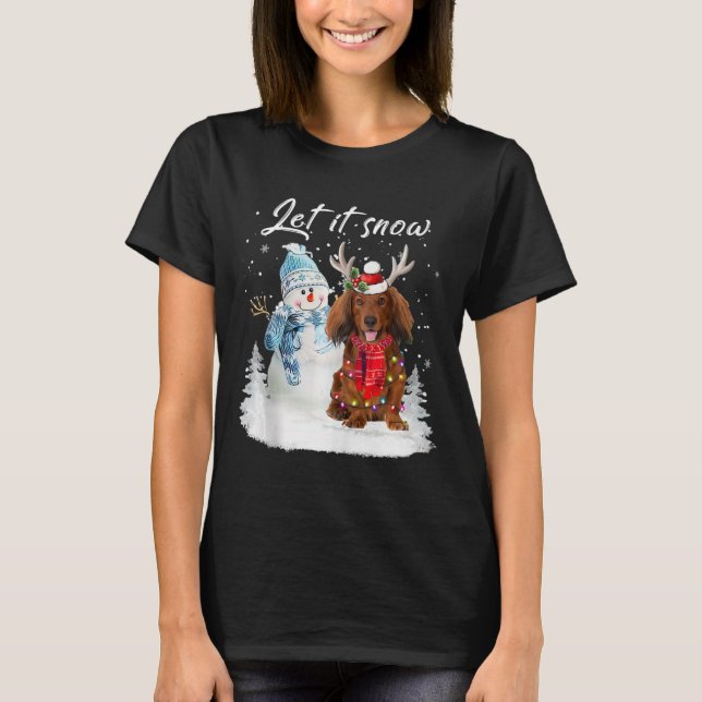 Camiseta Nieve de los Navidades del perro de Santa Dachshun (Anverso)