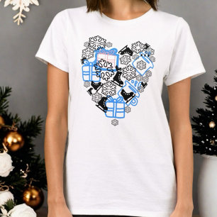 Camiseta Nieve de Navidades de invierno cardíaco doodle mon