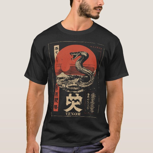 Camiseta Nieve enrollada arte japonés rojo sol zodiaco japo (Anverso)