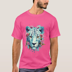 Camiseta Nieve floral Jaguar Fantasy Arte animal Panorama b