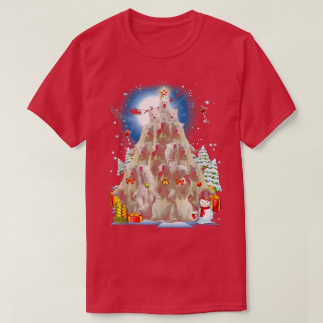Camiseta Nieve navideña con decoración de árbol de navidad  (Diseño del anverso)