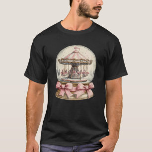 Camiseta Nieve retro globo Carrusas Coqueta rosa Bow Christ