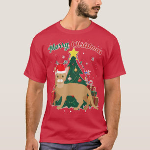 Camiseta Nieve sobre árbol de navidad de gato abisino causa