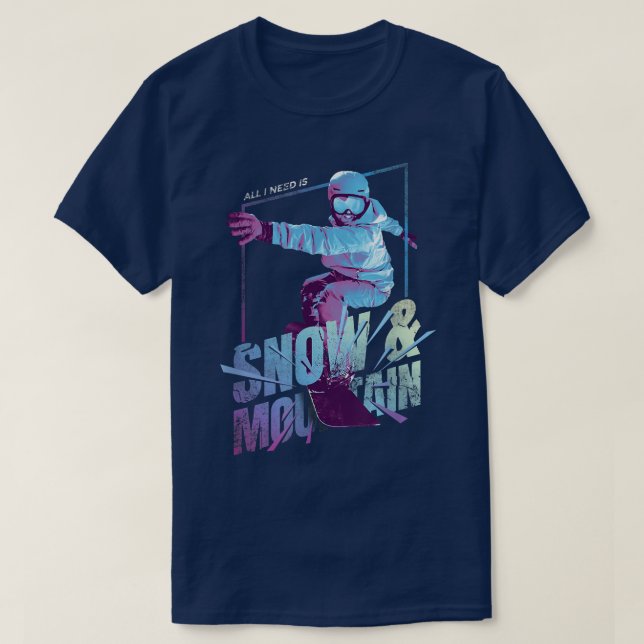 CAMISETA NIEVE Y MONTAÑA EN EL SOPORTE (Diseño del anverso)