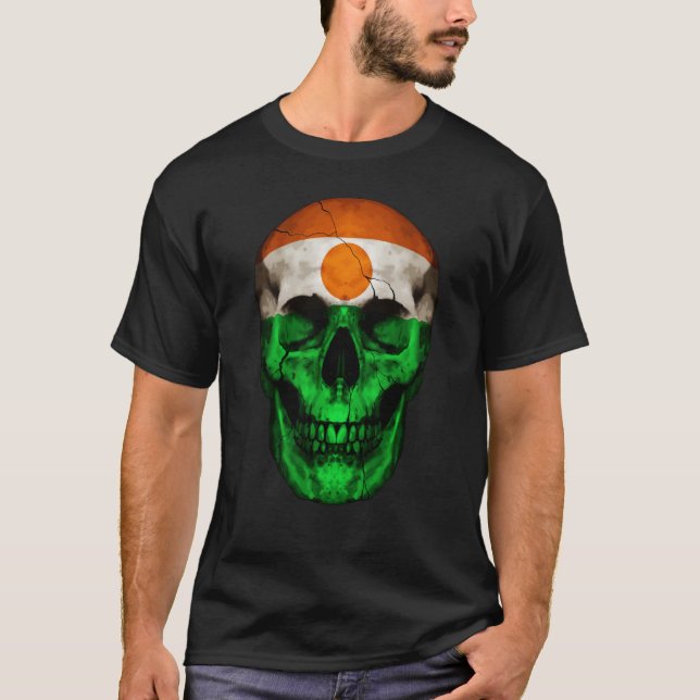 Camiseta Niger Flag Skull Nigerien Roots Proud Patriotic (Anverso)