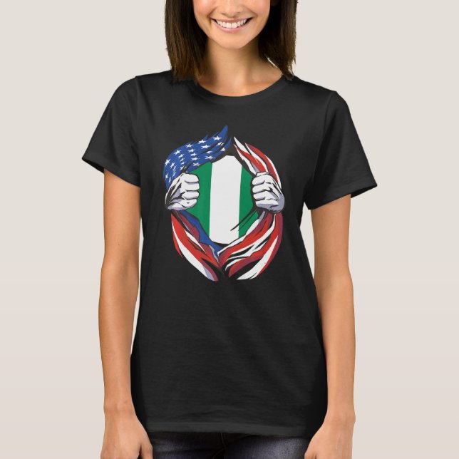 Camiseta Nigeria Bandera Americana Orgullosa de mi herencia (Anverso)