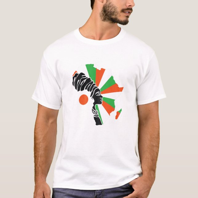 Camiseta Nigerina: Mujeres de Níger Bandera de África Mapa  (Anverso)