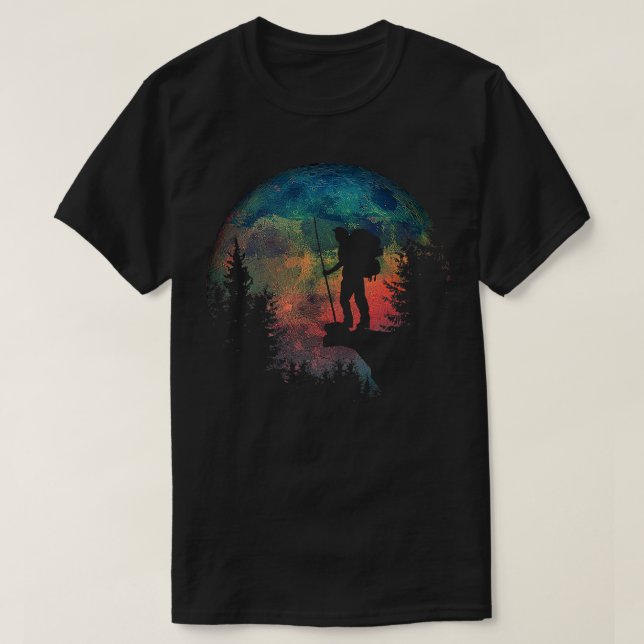 Camiseta Night Hiking Trekking Lovers Watercolor Moon In Th (Diseño del anverso)