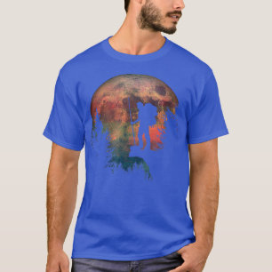 Camiseta Night Hiking Trekking Lovers Watercolor Moon In Th