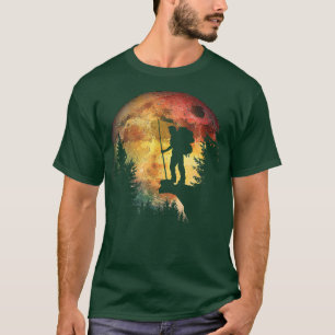 Camiseta Night Hiking Trekking Lovers Watercolor Moon In Th