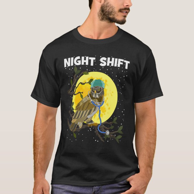 Camiseta Night Nurses  for Nurses Stethoscope Night ER Owl  (Anverso)