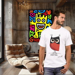 Camiseta Night Owl Design   Estilo Original para Adultos
