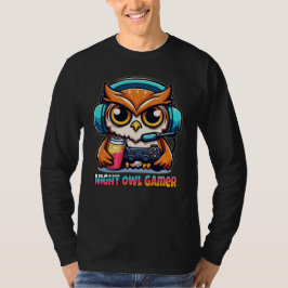 Camiseta Night Owl Gamer Mascot Fun Gaming Illustration