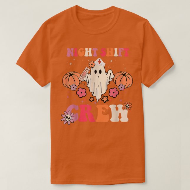 Camiseta Night Shift Crew Nursing RN Nurse Ghost Ghouls Spo (Diseño del anverso)