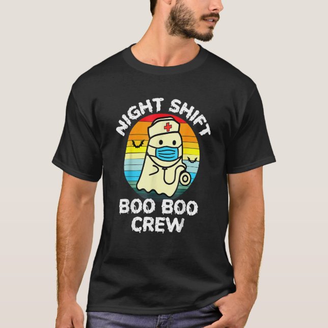 Camiseta Night Shift Nurse Ghost Boo Boo Crew  Halloween (Anverso)