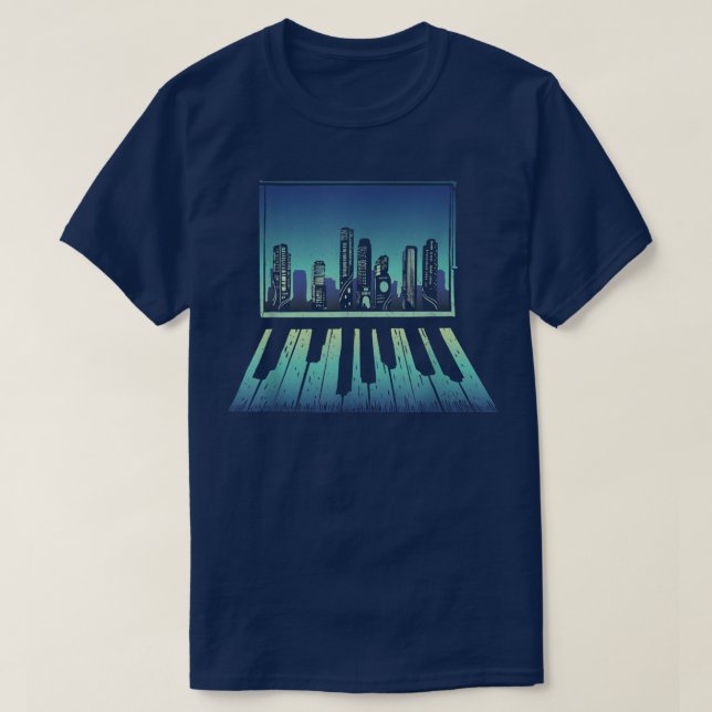 Camiseta Night Skyline Piano  (Diseño del anverso)