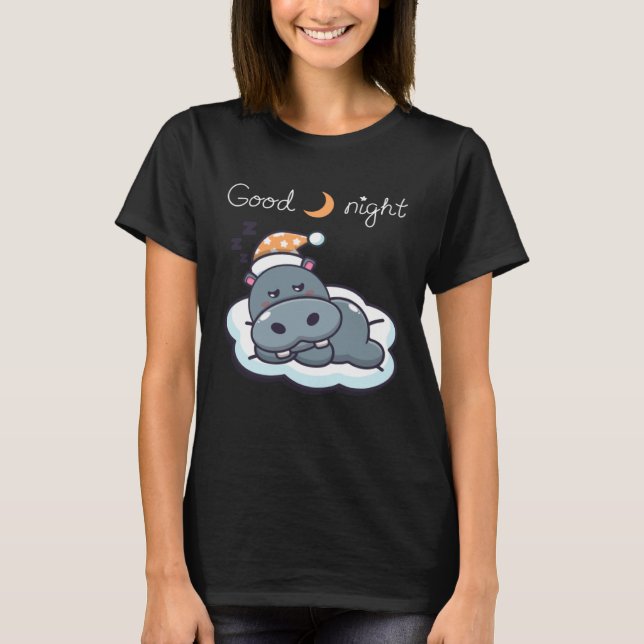 Camiseta night sleeping dreaming baby hippo (Anverso)