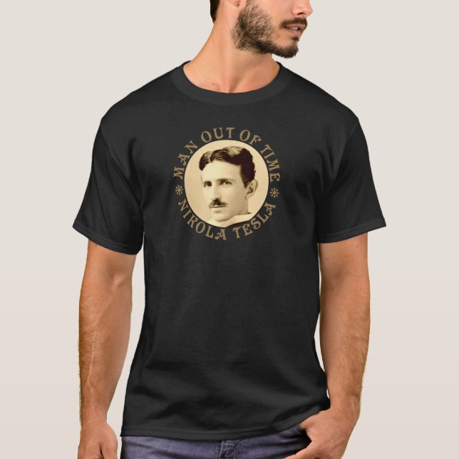 Camiseta Nikola Tesla - Hombre sin tiempo - Oro viejo - ZZ (Anverso)