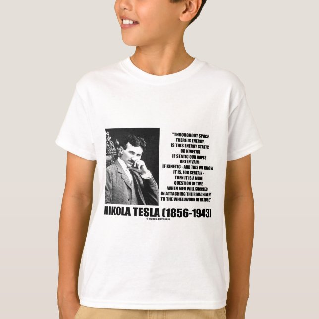 Camiseta Nikola Tesla Wheelwork de la energía cinética de (Anverso)