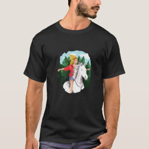 Camiseta Niña a Caballo Silueta Acuarela Cabalgando Caballo