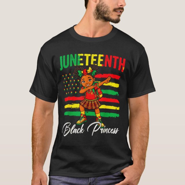 Camiseta Niña afro de Juneteenth haciendo dabbing princesa  (Anverso)