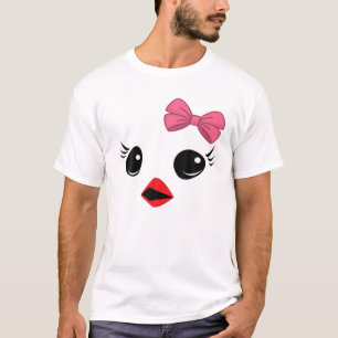 Camiseta Niña bebé de pollo de la cara Chicas de vaca ros