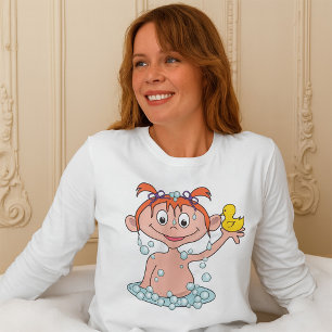 Camiseta Niña Bebé En Una Bañera Mujeres De Larga Manga