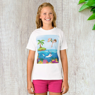 Camiseta Niña buceando en el arrecife de coral de tiburón a
