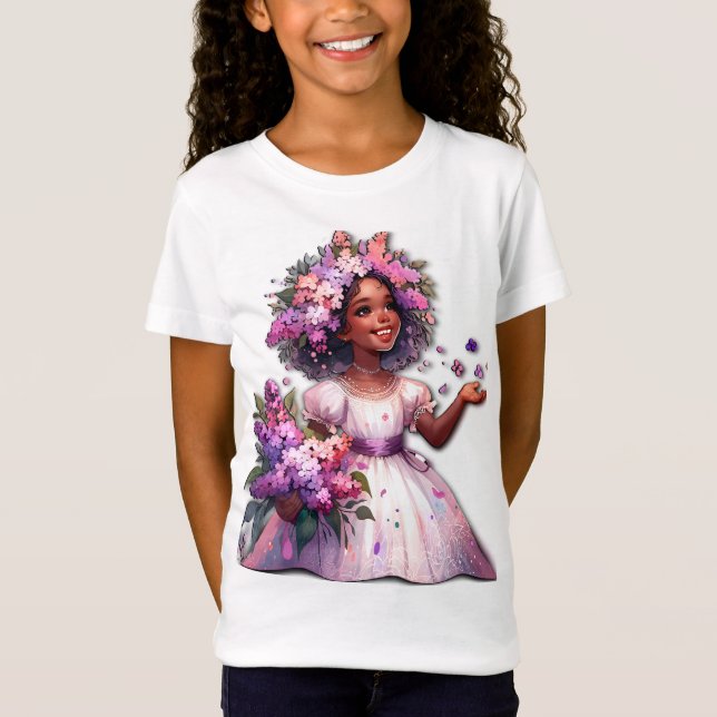 Camiseta Niña Con Hermosas Flores De Primavera (Anverso)