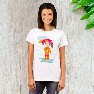 Camiseta Niña con Paraguas en Día Lluvioso Infantil