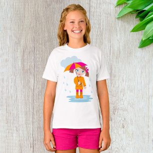 Camiseta Niña con Paraguas en Día Lluvioso Infantil