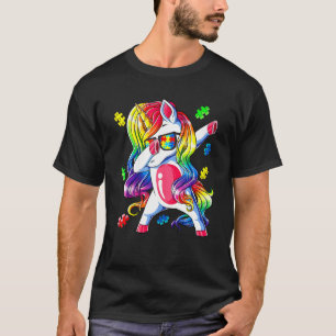 Camiseta Niña Conciencia del Autismo Unicornio Haciendo Dab