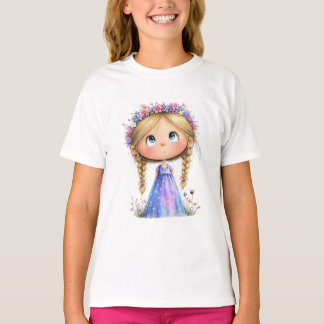 Camiseta Niña Corona de Flores Caprichosa Arte de Niños Lin