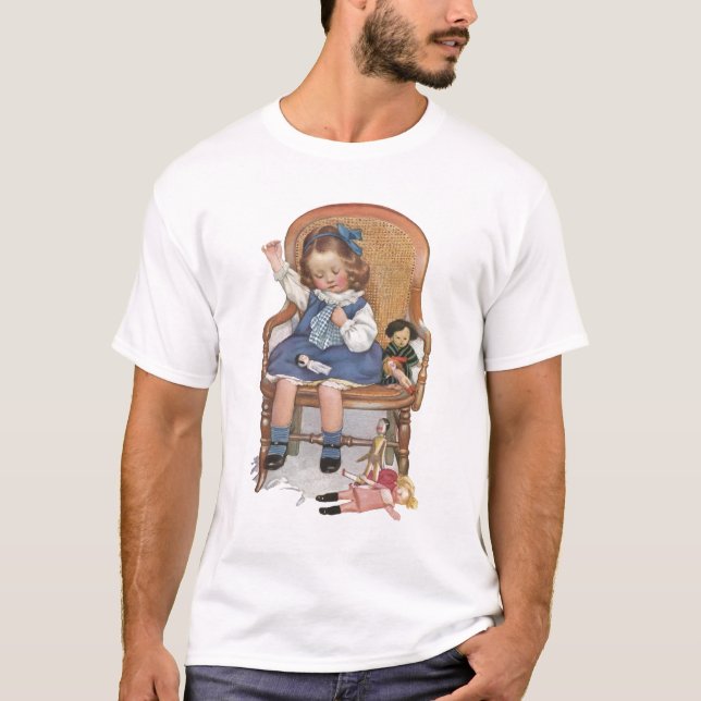 Camiseta Niña cosiendo muñecas (Anverso)