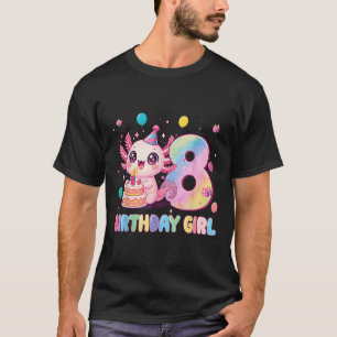 Camiseta Niña Cumple 8 Años Cute Axolotl 8 Años Cumpleaños