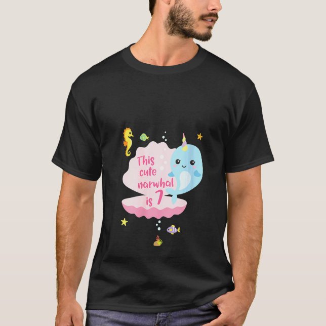 Camiseta Niña de 7 años, 7 años, Chica Narwhal Se (Anverso)