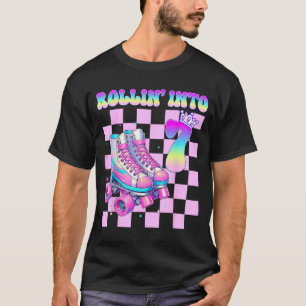 Camiseta Niña de 7 años cumpliendo años patines de ruedas 7
