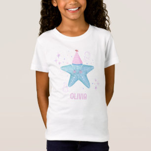 Camiseta Niña de Cumpleaños de Blue Starfish 1er Año Fiesta