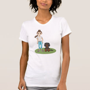 Camiseta Niña de dibujos animados y perro Cavalier King Cha