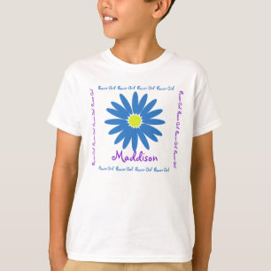 Camiseta Niña de flores de margarita azul y púrpura