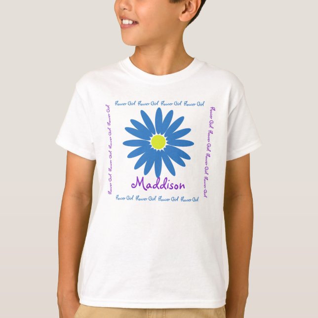Camiseta Niña de flores de margarita azul y púrpura (Anverso)