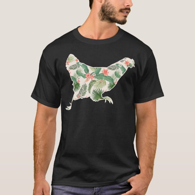 Camiseta Niña de flores de pollo imprime Hen floral hawaian (Anverso)