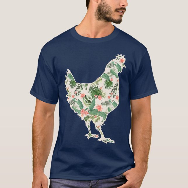 Camiseta Niña de flores de pollo imprime Hen floral hawaian (Anverso)