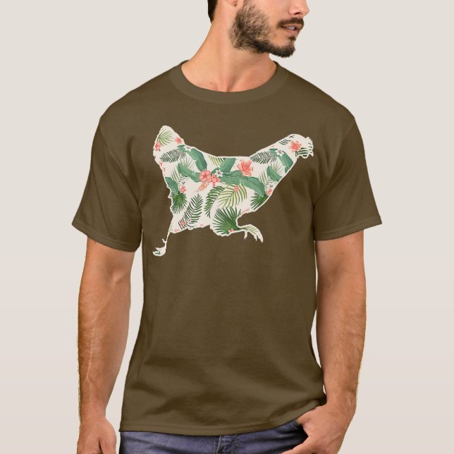 Camiseta Niña de flores de pollo imprime Hen floral hawaian (Anverso)