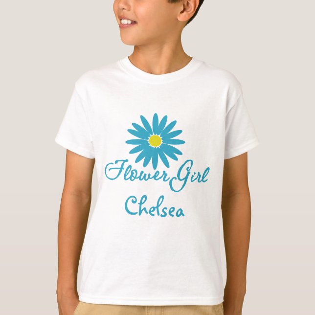 Camiseta Niña de flores/ margarita azul (Anverso)